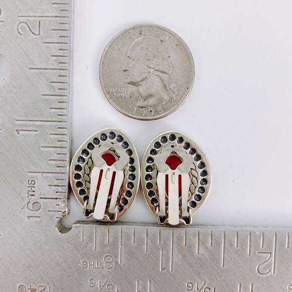 Carolyn Pollack Relios 925 Sterling Red Jasper Clip On Earrings Y2K Southwest - Picture 11 of 12
